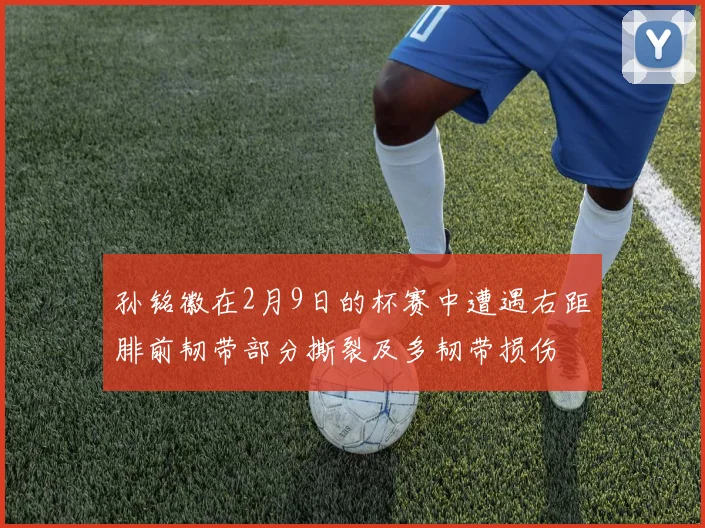 孙铭徽在2月9日的杯赛中遭遇右距腓前韧带部分撕裂及多韧带损伤
